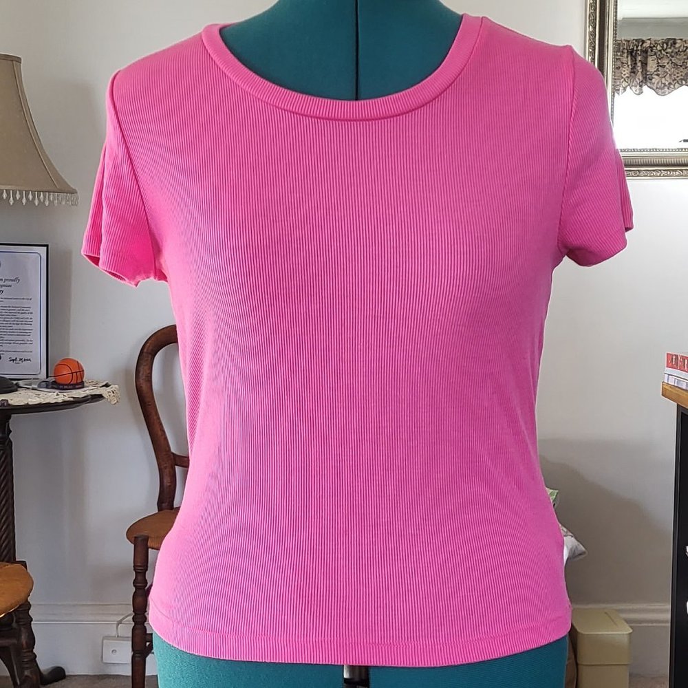 Gap Rib Tee in Bright Pink